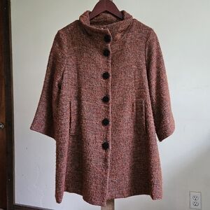 Chalet orange and black tweed coat size small